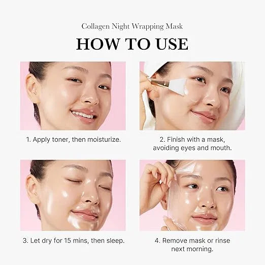 Medicube Collagen Overnight Wrapping Peel Off Facial Mask Pack - Elasticity & Hydration Care, Reduces Sagging & Dullness - Hydrolyzed Collagen For Glowing Skin - Korean Skin Care